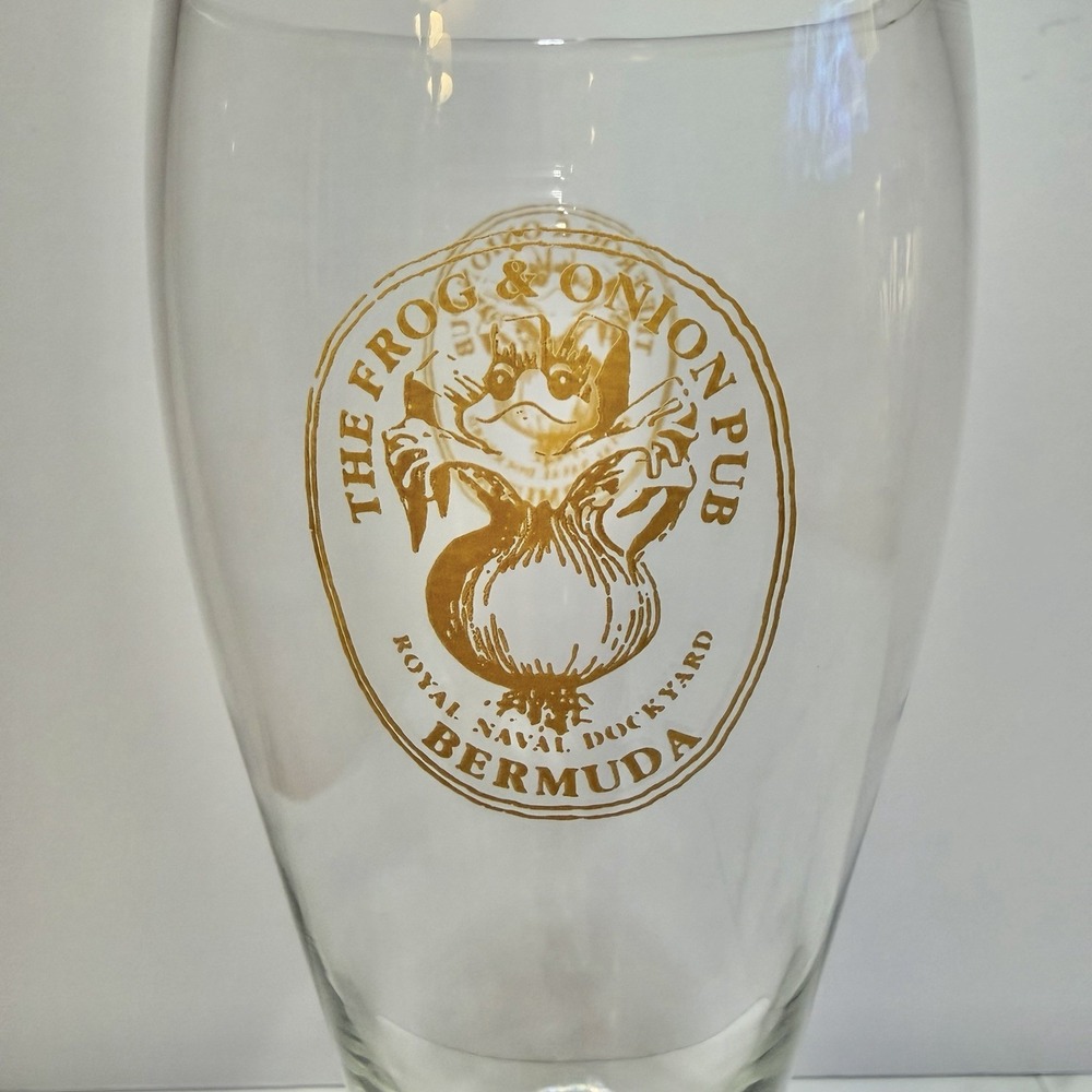 The Frog & Onion Pub Royal Naval Dockyard Bermuda 9" Tall Beer Glass - Picture 3 of 5